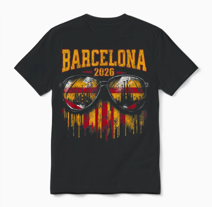 Barcelona 2026 โ Modische Katalanische Kleidung Unisex T-Shirt in Black
