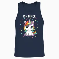 Ich Bin 3 - Süßes Einhorn Kindergeburtstag Junge Mädchen Unisex Tank Top in Navy - 2