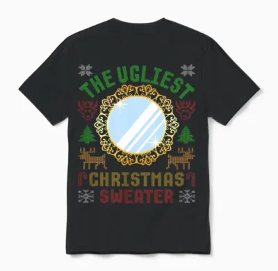 The Ugliest Christmas Sweater with an Image of a Mirror Unisex T-Shirt - Black
