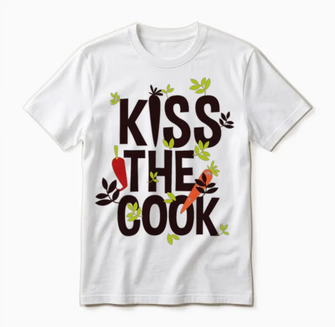 Kiss the Cook Chefs & Cooks Gift Unisex T-Shirt in White