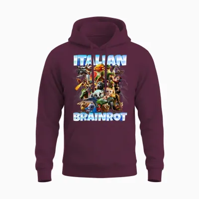 Italian Brainrot Characters Funny Meme Popular Trend Gen Z Unisex Hoodie - Maroon