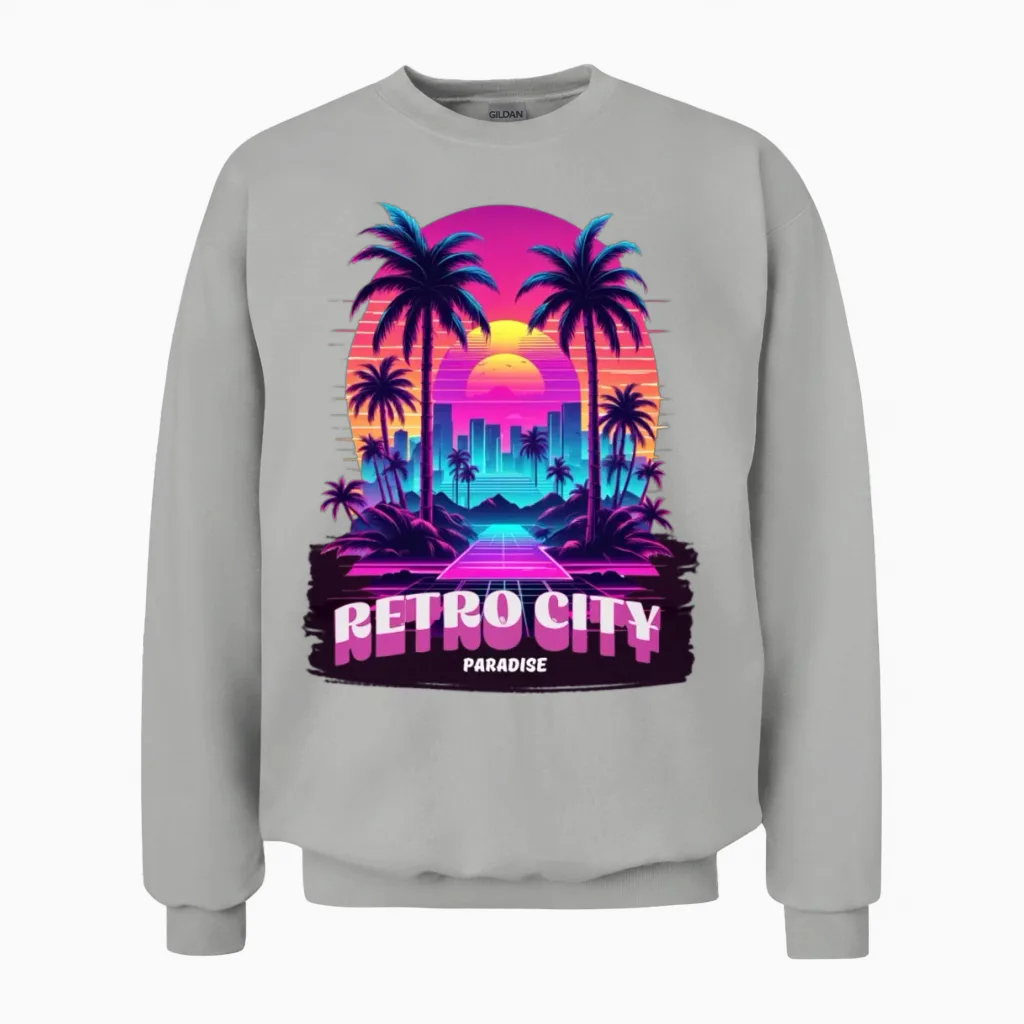 'retro City Paradise' Gd - Summer & Beach Unisex Sweatshirt in Ash