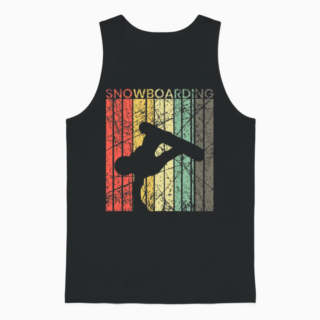 Snowboarding Retro Unisex Tank Top in Black