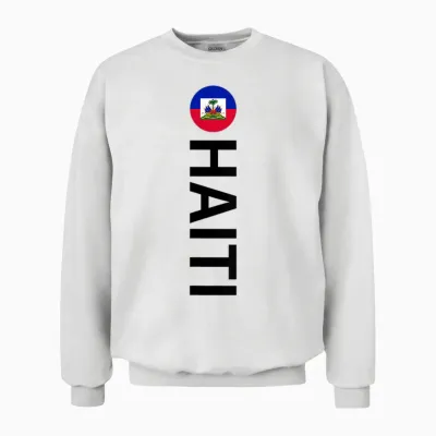 Drapeau Haïti Vertical Unisex Sweatshirt - White