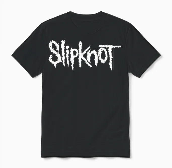Slipknot Offizielles Logo T-Shirt - Herren, Unisex Kinder - Schwarz - Kurzarm - S - Klassische Passform - Einfarbig - Musik - Band-Fans, Klassisch, Unisex Unisex T-Shirt in Black