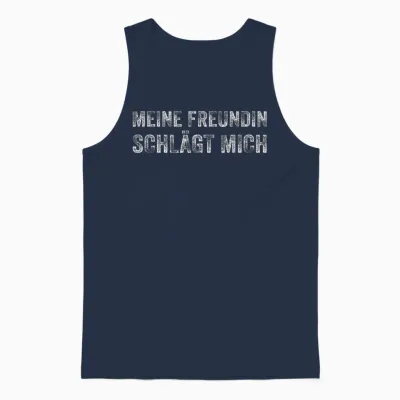 Meine Freundin Schlägt Mich Unisex Tank Top - Navy
