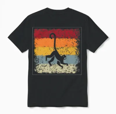 Monkey Retro Unisex T-Shirt - Black