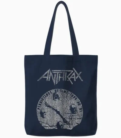 Anthrax Broken Clock Tote Bags - Navy