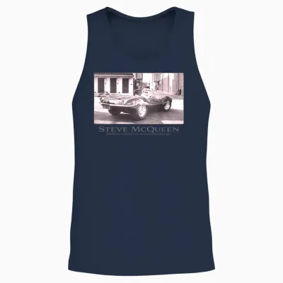 Steve Mcqueen 002 Back Printed T-Shirt, Black, S Unisex Tank Top - Navy