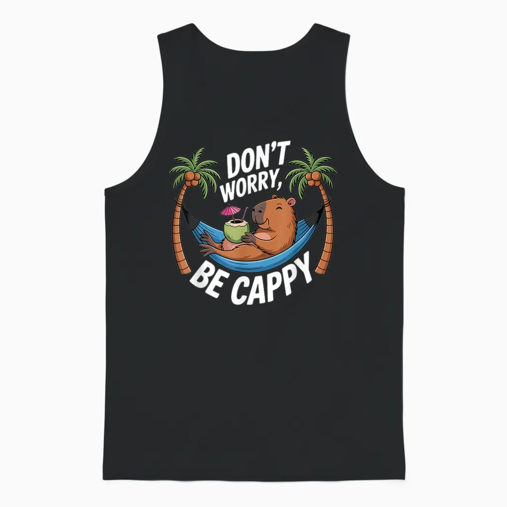 Dont Worry Capybara Nightgown Pyjamas Capybara Unisex Tank Top in Black