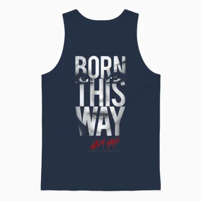 Lady Gaga Born This Way Text Music by Rock Off Unisex Tank Top - Navy