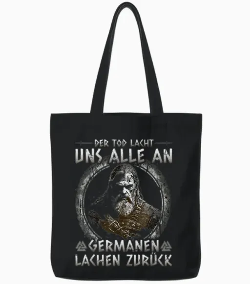 Viking Saying, Germanen Laughter Back, Nordic Viking T-Shirt, Black Tote Bags - Black