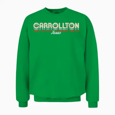 Retro Carrollton Texas Unisex Sweatshirt - Irish Green