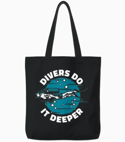 Divers to It Deeper Underwater Technical Scuba Tote Bags - Black