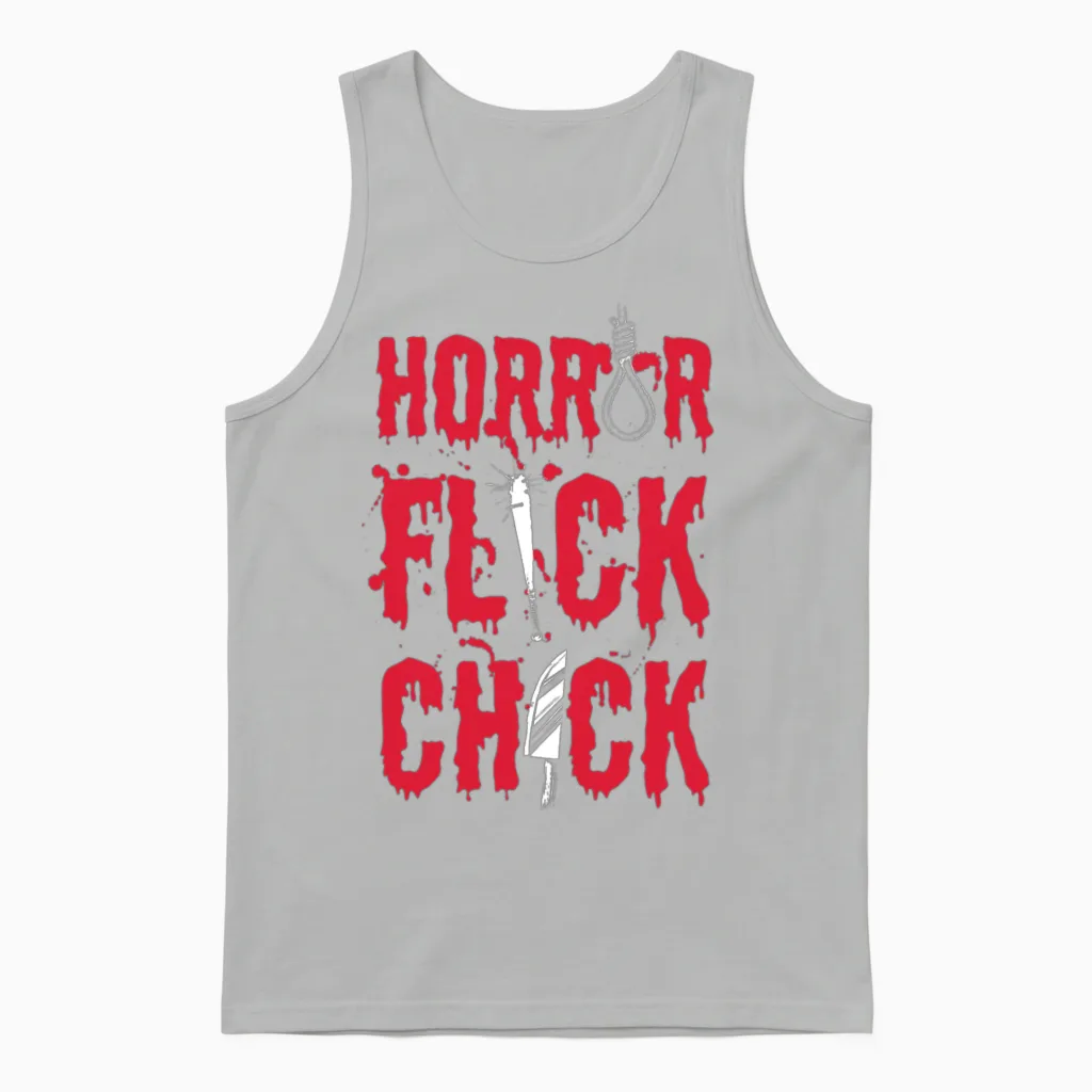 Horror Flick Chick Horror Movie Film Lover Unisex Tank Top in Ash