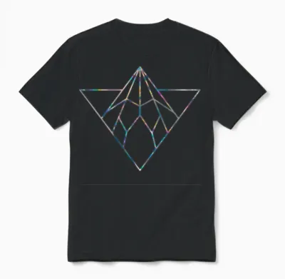 Holographic Iridescent Triangle and Diamond Unisex T-Shirt - Black