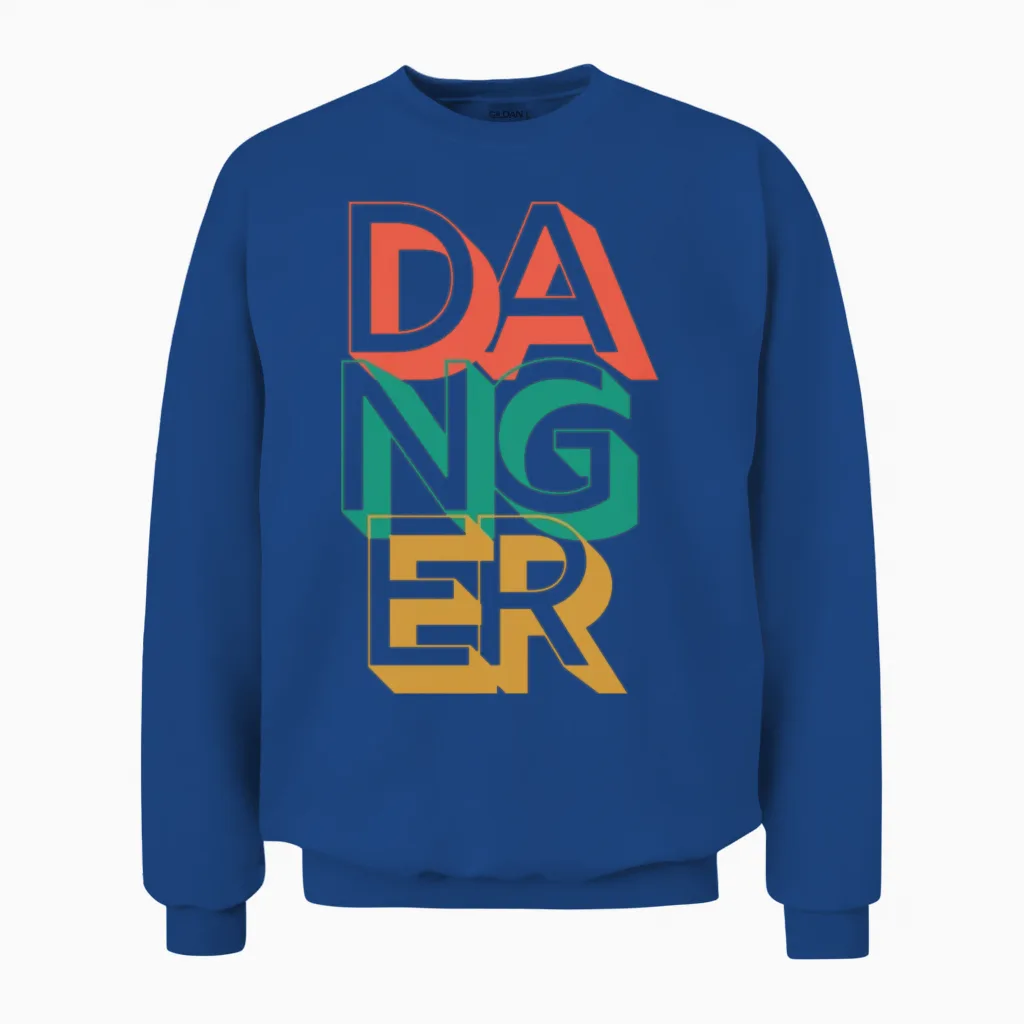 Retro Danger Unisex Sweatshirt in Royal