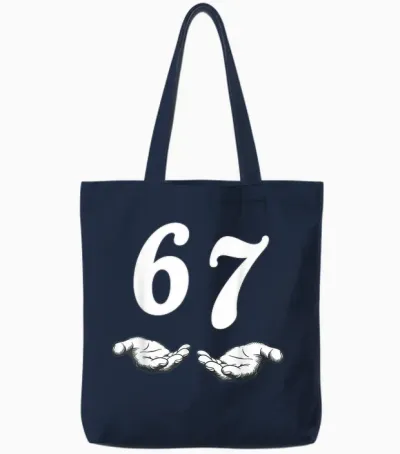 Six Seven 6 7 Meme Tote Bags - Navy