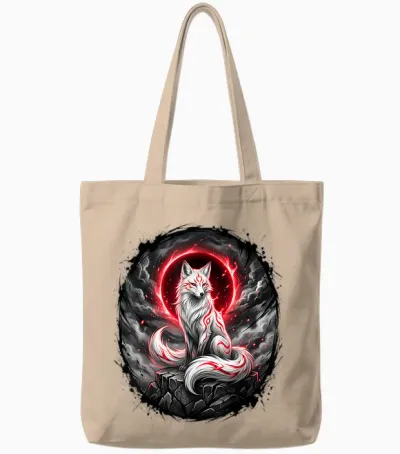 Japanischer Kitsune Wolf Mythologie Design Tote Bags - Natural