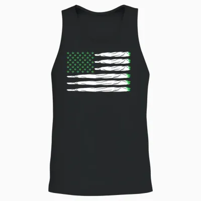 Blunt American Flag Weed Marijuana Cannabis Usa T-Shirt Gift Unisex Tank Top - Black