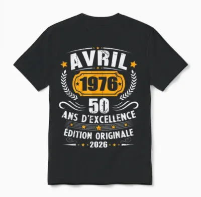 Vintage Avril 1976 Cadeau Anniversaire 50 Ans Hommes Femmes Unisex T-Shirt - Black