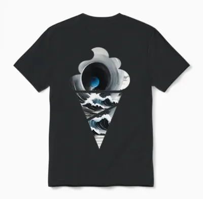 Ocean Wave Ice Cream Unisex T-Shirt - Black