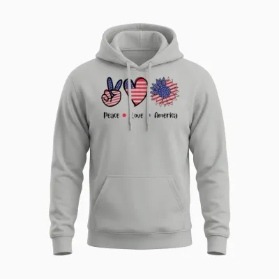 Patriotic Bloom Trio Unisex Hoodie - Ash