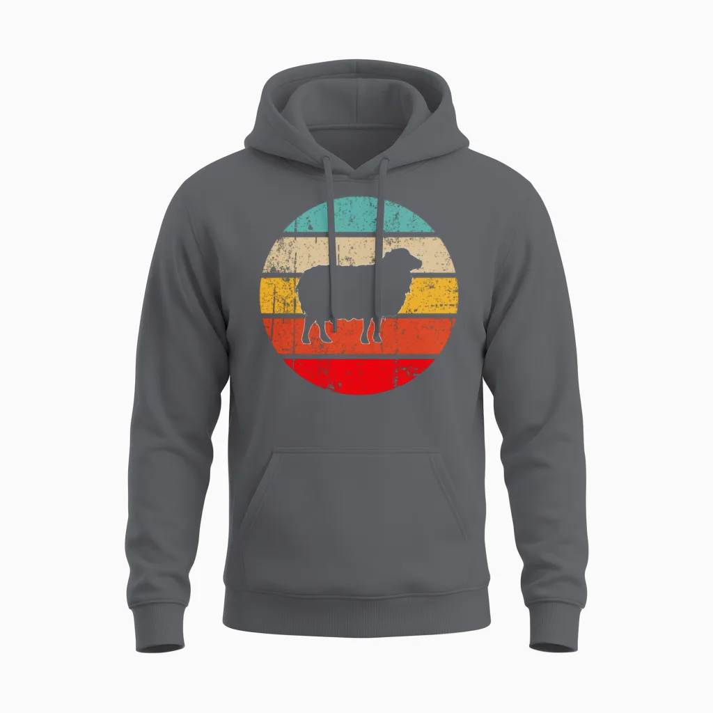 Sheep Retro Unisex Hoodie in Charcoal