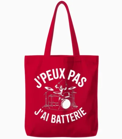 J'peux Pas J'ai Batterie Humour Gift Funny Battery Tote Bags - Red