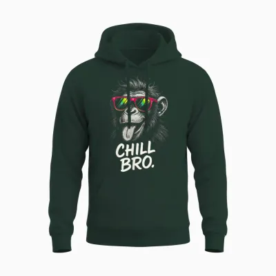 Chill Bro Cool Monkey with Sunglasses Funny Saying Gamer T-Shirt, Black, S Unisex Hoodie - Forest