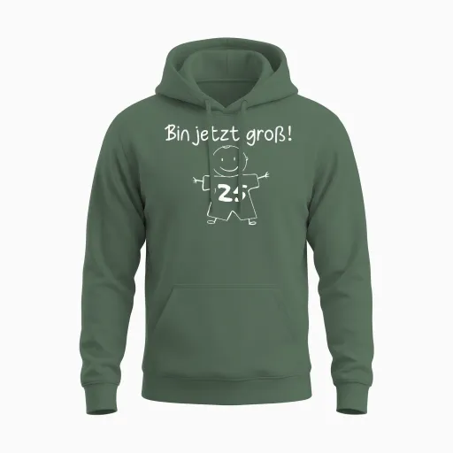 Funny Humor Bin Now Large 25th Birthday T-Shirt, Black Unisex Hoodie - Military Green