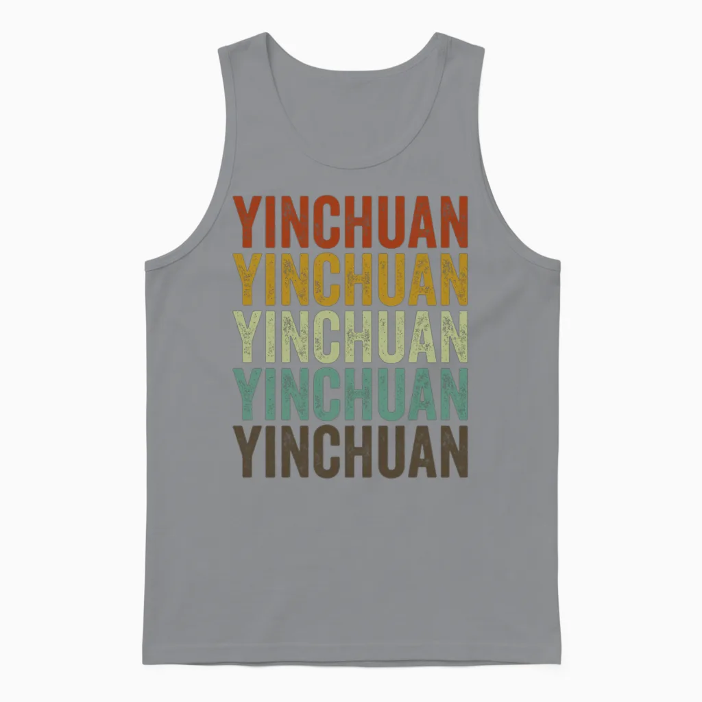 Yinchuan China Retro Vintage Unisex Tank Top in Sport Grey