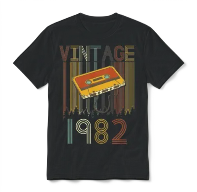 Vintage 1982 Retro Unisex T-Shirt - Black