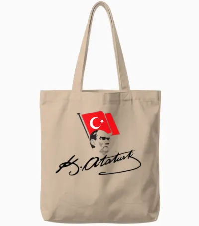 Atatürk Logo, Mustafa Kemal Atatürk Signature Imza, Türkiye Tote Bags - Natural