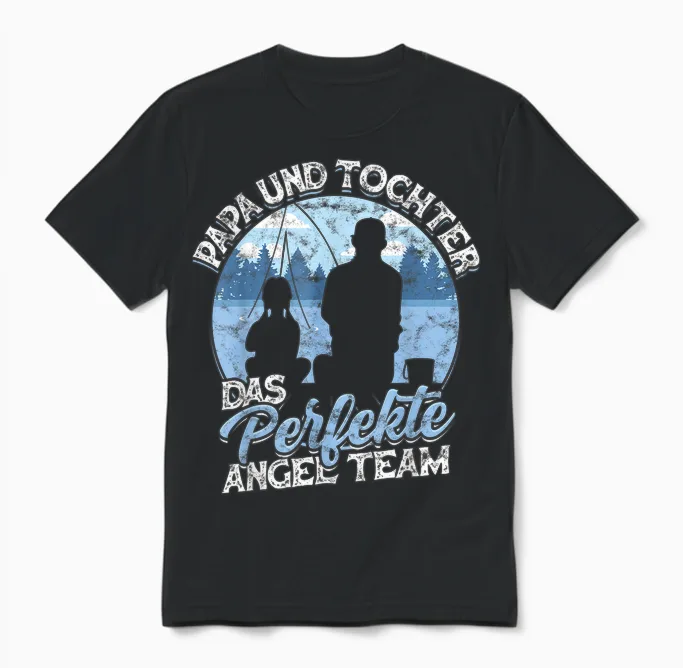Papa & Tochter Das Perfekte Angel Team Fischen Angeln Angler Unisex T-Shirt in Black