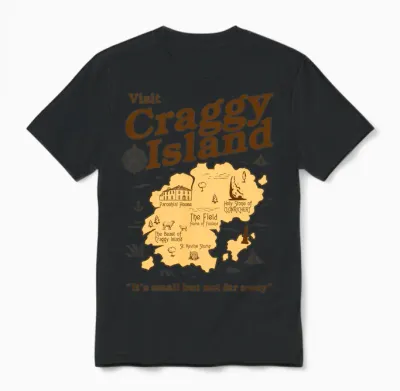 Visit the Map of Craggy Island – It's Small but Not Far Long Sleeve, Grey, S Unisex T-Shirt - Black