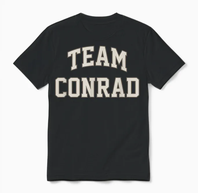 Team Conrad Cute Rivalry Graphic Coastal Style Unisex T-Shirt in Black