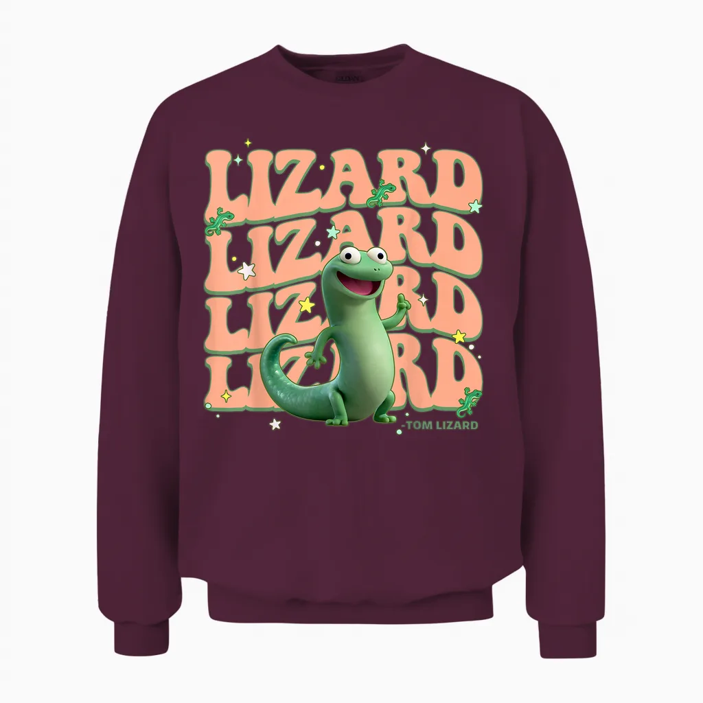 Disney Pixar Hoppers Cute Tom Lizard Groovy Unisex Sweatshirt in Maroon