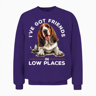 Basset Hound Dog Breed I've Got Friends in Low Places Unisex Sweatshirt - Purple