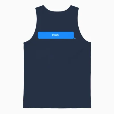 Chat Bubble Bruh, Text Message Unisex Tank Top - Navy