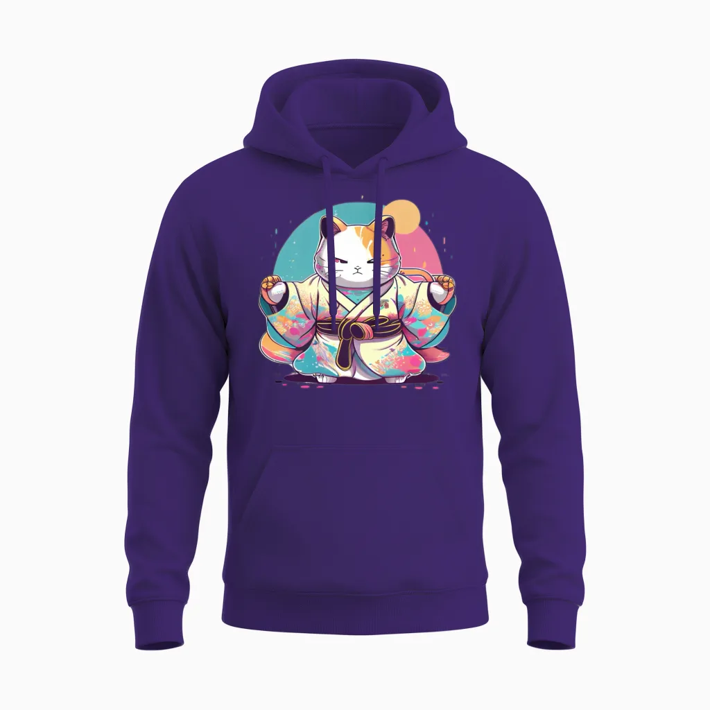 Cat Kimono Lovers Gift Unisex Hoodie in Purple