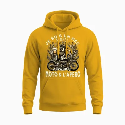 Gift Fan Motorcycle and Aperitif Biker Humour Alcohol Funny T-Shirt, Black, S Unisex Hoodie - Gold