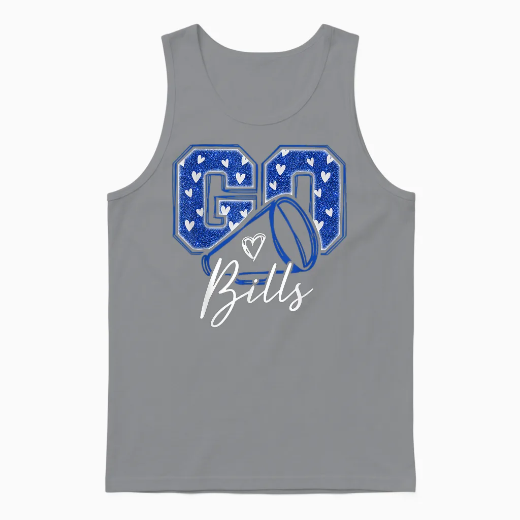 Go Cheer Bills Design Shirt for Man Women Girls Unisex Tank Top in Sport Grey