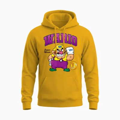 Super Mario Bros Wario Big Character Portrait Unisex Hoodie - Gold