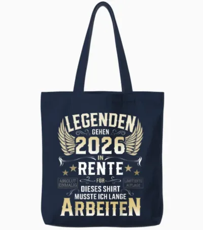 Legends Go Retirement 2026 Long Work Retirees Tote Bags - Navy