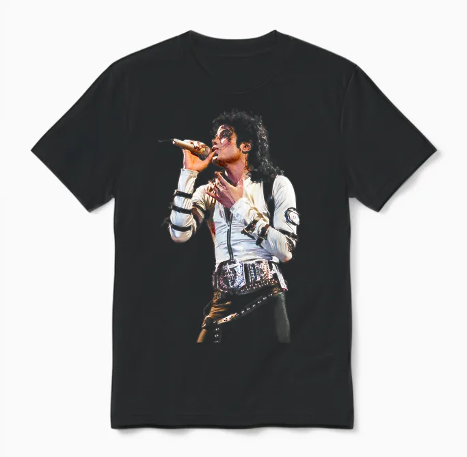 Michael Jackson World Tour Singing Live Bad 1988 Unisex T-Shirt in Black