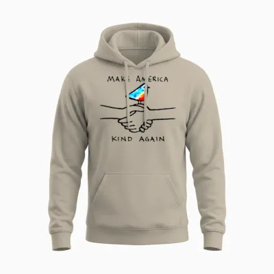 Make America Kind Again Shaking Hands Dove Peace H Unisex Hoodie - Sand