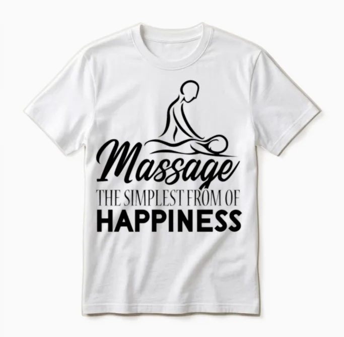 Massage the Simplest Form of Happiness Funny Unisex T-Shirt in White