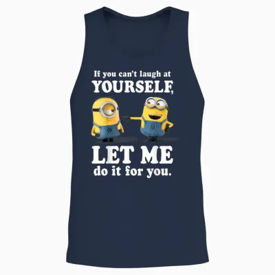 Despicable Me Minions Laugh at Yourself Graphic Unisex Tank Top - Navy