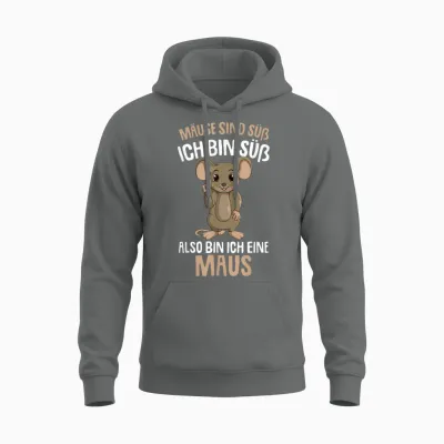Mice Are Cute Women's Children's Girls Mouse T-Shirt, Black Unisex Hoodie - Graphite Heather